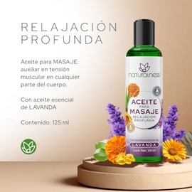 Aceite Relajante para Masaje Relajación Profunda Naturalness 125 ml – Aceite Corporal con Almendra, Árnica, Caléndula y Aloe Vera, con Vitamina E y Ac