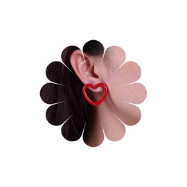 Inateannal Hollow Love Heart Earrings Red Acrylic Heart Earrings Love Heart Stud Earrings Vintage Heart Earrings Minimalist Heart Small Earrings Jewellery for Women Girls, Zinc