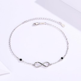 MEDWISE Womens Infinity Anklet Bracelet 925 Sterling Silver Endless Love Symbol Ankle Bracelet Adjustable Plus Size Large Bracelet Gifts for her Mother’s Day Gifts, 8.7 inches + extension chain length