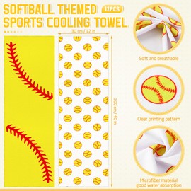 12 Pcs Sports Cooling Towels Baseball Basketball Softball 40 x 12 Inch Breathable Soccer Football Volleyball Microfiber Ice Towel Fast Drying for Sport Party Favors Team Gift(Yellow,Softball)