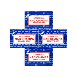 Satya Nag Champa: Sai Baba Natural Soap, Large, 150 g, 5 oz, 4 Piece