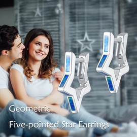 POPLYKE Hoop Earrings for Women Sterling Silver Opal Huggie Hoop Earrings Jewellery Gifts, Sterling Silver