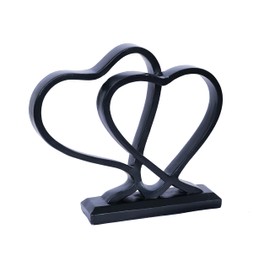 Heart Statue Decor Heart Shaped Sculpture Black Modern Figurine Decorations for Home Living Room Bookshelf Office shelf Centerpiece Table Her/Him Love Wedding Anniversary Couple Valentines Day Gifts