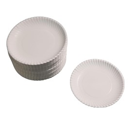 Platos Desechables Redondos de Cartón, No. 3, 15,5 cm de Diámetro, Blanco, Paquete de 100 Piezas