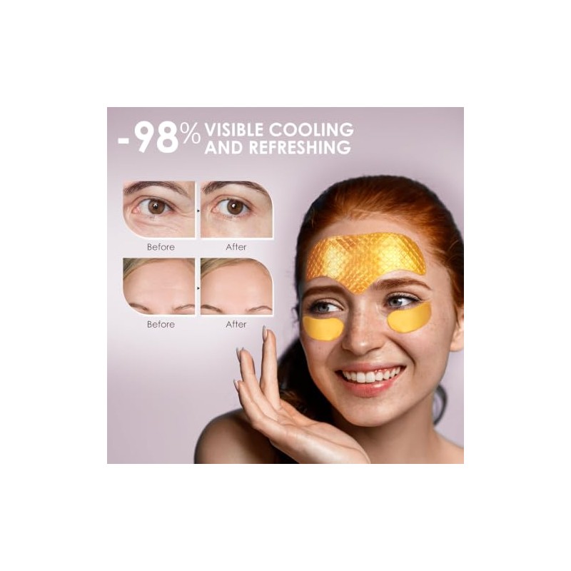 15 Parches de Colágeno Dorado 24K para Ojos y Frente.