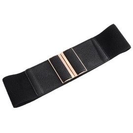 Beltox Womens 3" Wide Belt Elastic Stretch Cinch Waistband Lady Cummerband, Black Belt, 26-43"