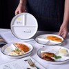 LATRAT Split Plate Ceramic Dinner Plate 3 Cut Food Plate