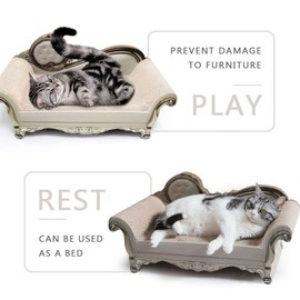 SONGWAY Cat Scratcher Sofa Bed - Corrugated Cardboard Scratching Pad, Luxury Cat Lounge Bed, Furniture Protecter with Textured Scratcher Mat