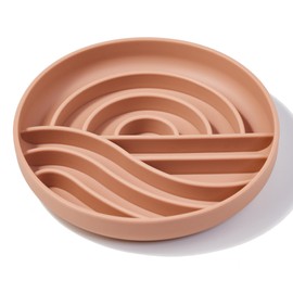 OHMO Slow Feeder Dog Bowls (Sunrise, Coral) Enrichment Toy Soft Silicone Food Safe Feeding Bowl Non Slip Suction Cup for All Breed Pet, Cat Slow Down Eating Dishes, Boredom and Anxiety Reducer