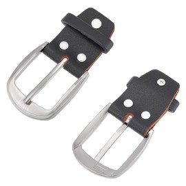UnicRFTALE Pack of 2 50 mm Wide Square Replacement Belt Buckles Belt Buckles with Single Prongs Black Cowhide Belt and Belt Buckle Centre Bar Buckles Leather Craft Accessories for Men, metallic