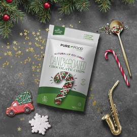 Pure Food By Estee Holiday Candy Coated Chocolate Chips, Dye Free Sprinkles, 5oz (2 Pack) | Festive Holiday Baking | All Natural Sprinkles | Soy Free, Gluten Free, Dairy Free, Nut Free
