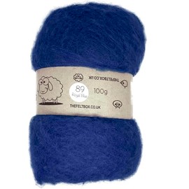 Carded Wool for Felting, Needle Felting Wool, Wool Batt, Craft Wool, Single Shade (Group C), 100 Grams 3.5 Oz (Royal Blue (89))