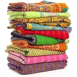 DIYANA IMPEX Wholesale Mix lot Tribal Kantha Quilts Reversible Vintage Cotton Bedspread Sari Throw Old Assorted Patches Bed Cover Rally (1)