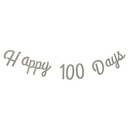 regalo 100th Celebration Letter Banner Garland Decoration HAPPY 100 DAYS Cursive Birthday Photo Anniversary (Gray Airy)