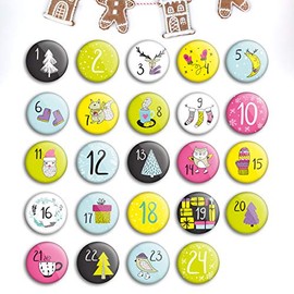 Advent Calendar Number Buttons (1-24): Pin for DIY Christmas Calendars and Decorating (25 mm)
