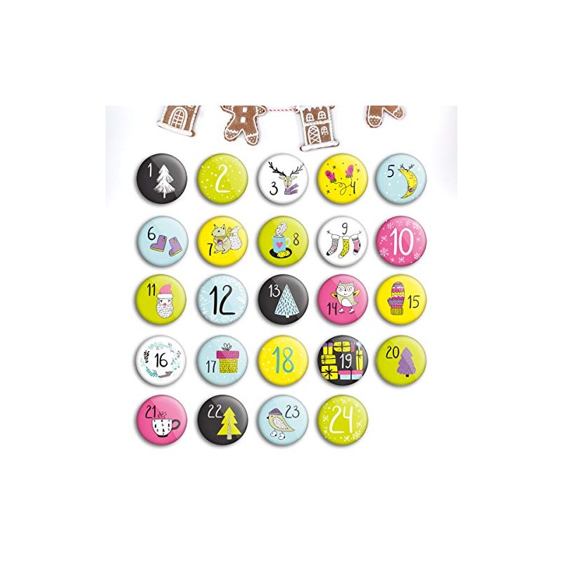 Advent Calendar Number Buttons (1-24): Pin for DIY Christmas Calendars