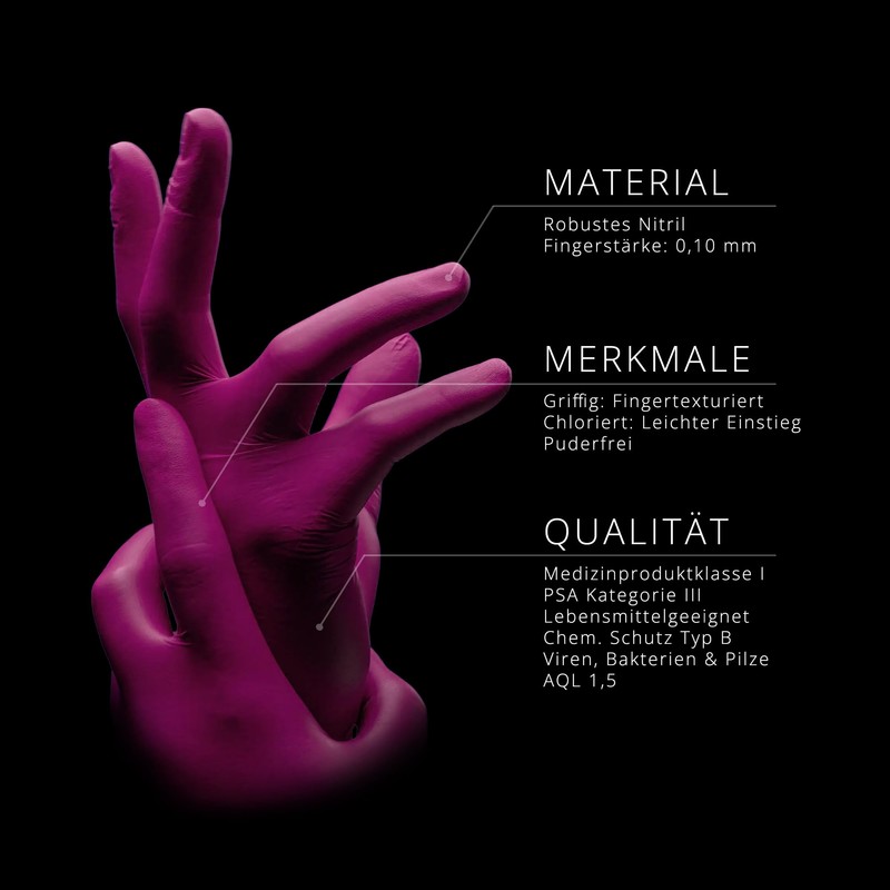AMPRI Med-Comfort Grenadine Style Nitrile Gloves, Pink, Pack of 100