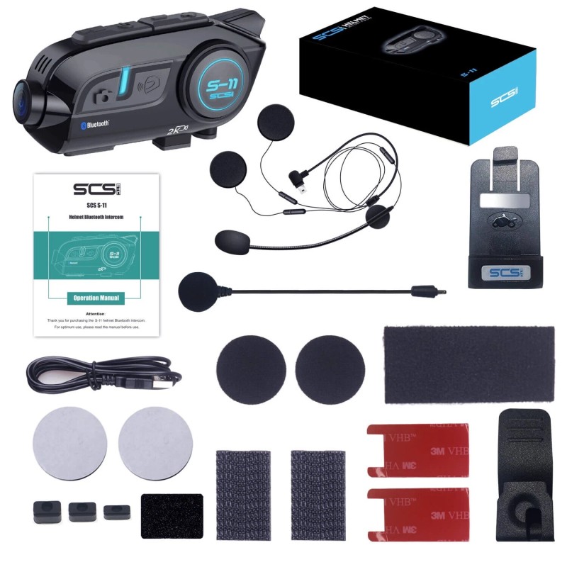 Scsetc S11 Motorcycle Bluetooth Headset with HD Camera SCSETC Intercom