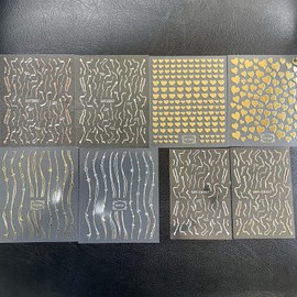 8 Sheets Irregular Line Nail Art Stickers Gold Heart Nail Stickers 3D Self-Adhesive Silver Stripe Nail Decals Curve Wave Lines Nail Designs for Women Girls Nail Decoration Nail Supplies