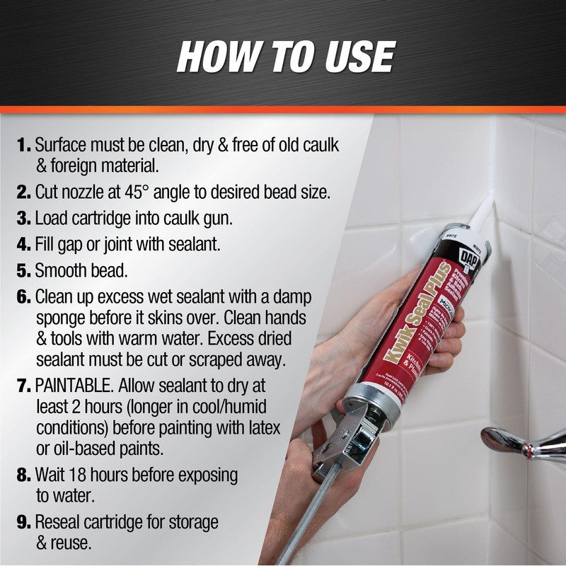 DAP Kwik Seal Plus 18510 Adhesive Sealant, 10.1 oz Cartridge,