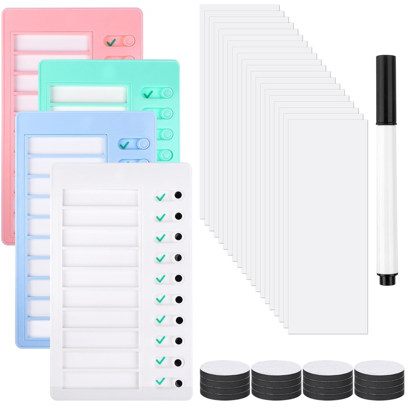 4 Pcs Blank Chore Chart Memo Checklist Boards Kids Chore