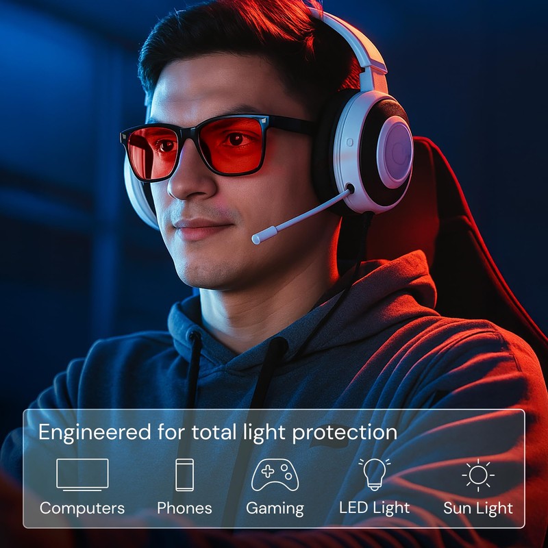 livho Gaming Blue Light Blocking Glasses for Better Sleep, Premium