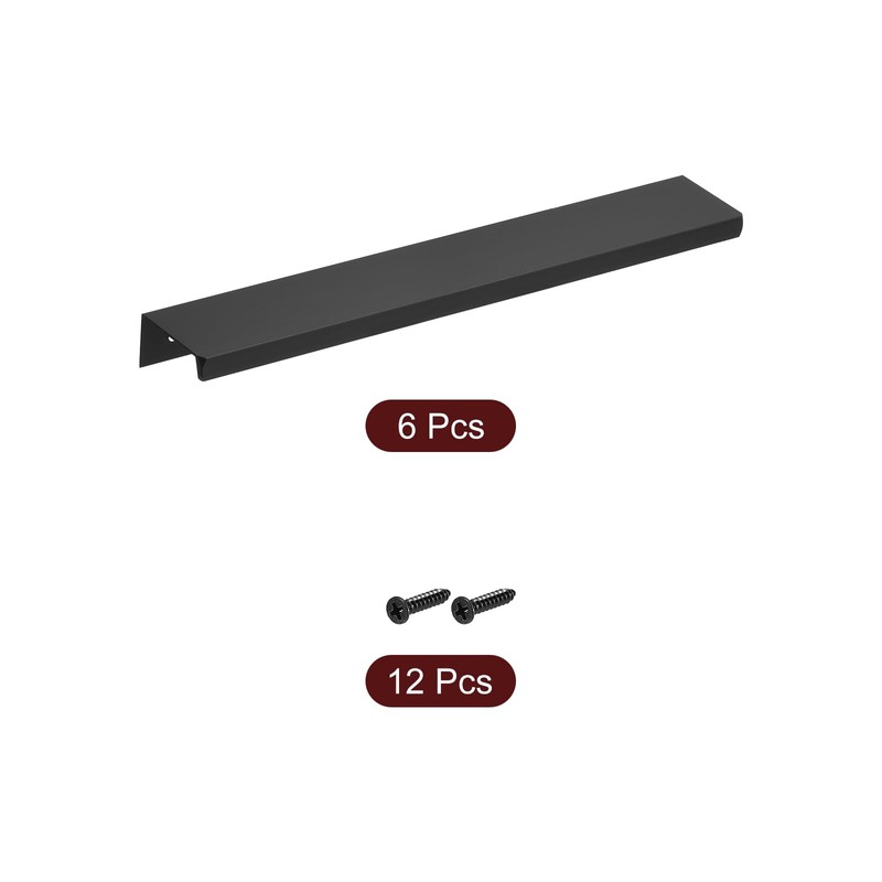 sourcing map Cabinet Finger Edge Pull, 6pcs 200mm/7.87 Aluminum Alloy