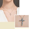 Cross Necklaces for Women, Simple Blue Rhinestone Cross Pendant Necklace
