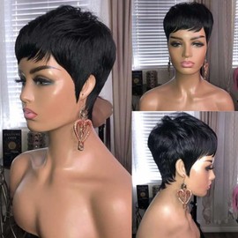 QITAQOTA Pixie Cut Wig Short Black Pixie Cut Wigs for Black Women Short Wigs Natural Black Wigs for Women Hair Replacement Wigs Cosplay Wig