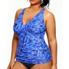 Yonique Women Plus Size Tankini Top Only Tummy Control Bathing