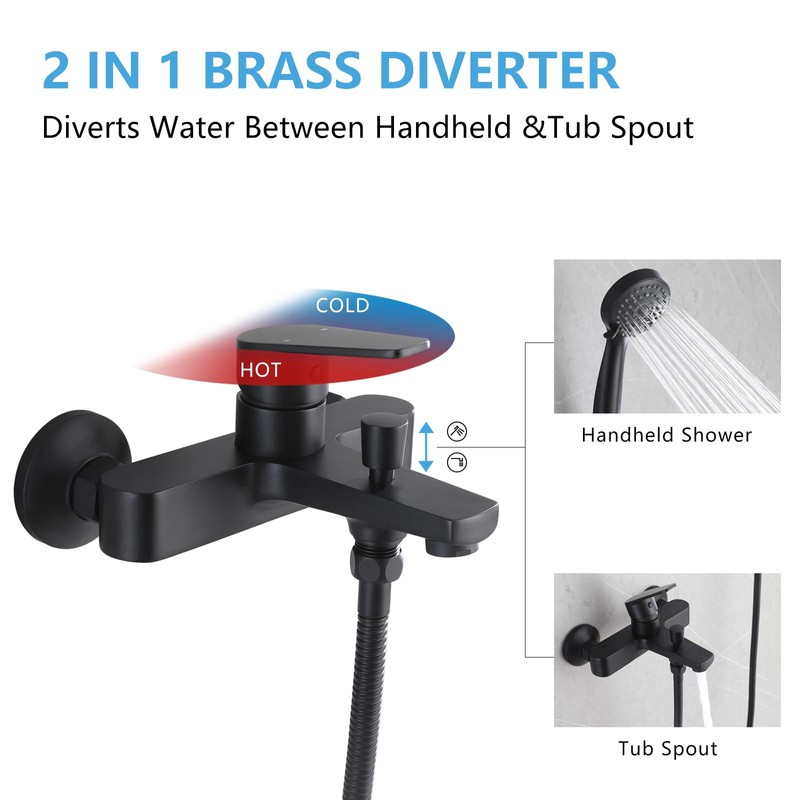 HONYI Bathtub Faucet with Sprayer, Tub Spout with Diverter Bathroom