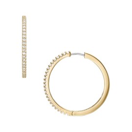Fossil Ellis All Stacked Up Hoop Earrings for Women Metal Gold Tone JA7261710, Brass, No Gemstone