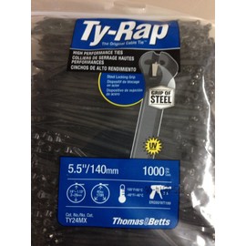TY24MX Cable Tie 30lb 5.5" Ultraviolet Resistant Black Nylon with Stainless Steel Locking Device Bulk Pack, Military Specified (MIL-SPEC MS3367-5-0) 1000 Per Bag