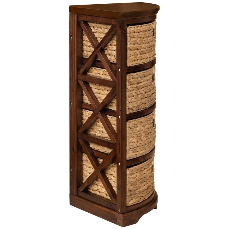 eHemco Hampton Meadows 4 Tier X-Side Corner Table Storage Cabinet
