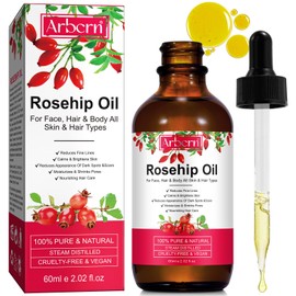A r b c r n Rosehip Oil for Face,100% Pure Organic Rosehip Seed Oil Cold Pressed Moisturizer for Hair, Skin & Nails 2 fl.oz