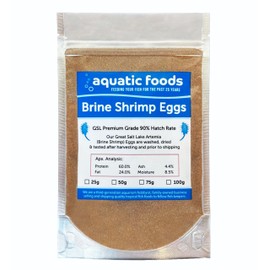 Aquatic Foods Inc. Brine Shrimp Artemia Eggs, Premium Grade 90% Hatch Rate from The Great Salt Lake, Utah, USA.- 50 Grams -1.76oz