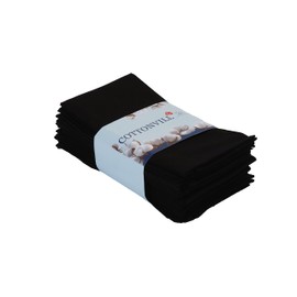COTTONVILL 100% Cotton Cloth Napkins Highly Absorbent Fabric (18x18 inch 12 Pack, 02-Black)