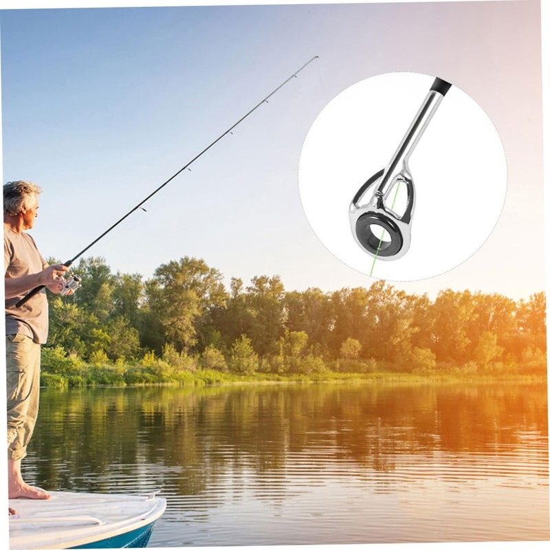 Kisangel 16pcs Stainless Steel Fishing Rod Guide Rings Set with