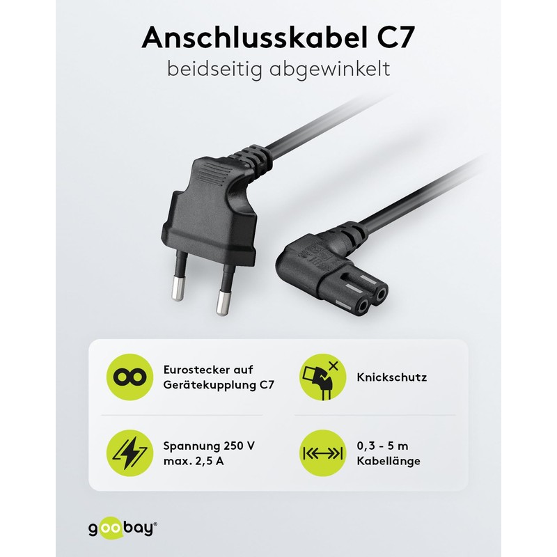 Goobay 97346 Euro Connection Cable Angled on Both Sides, 1