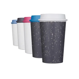 Circular and Co Reusable Now Coffee Cup - World's First Cup Made from Recycled Cups - Traditional Design - Sustainable, Insulated - 340ml/12oz (Grey, Pebble White)