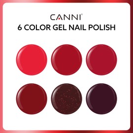 CANNI 6Pcs 9ml Hema-Free Red Gel Nail Polish Set- Dark Red Burgundy Glitter Gel Polish Kit DIY at Home Salon Christmas New Year's Gifts for Girls