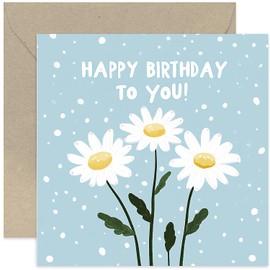Daisy Birthday Card for Her - Premium Square Bday Card for Female Friend Daughter Sister Wife - Blank Inside with Envelope