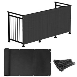 Windscreen4less 2.5' x 15' Balcony Privacy Fence Screen Mesh Windscreen Fencing Shield Cover for Apartment Deck Patio Yard Porch Pool Railings, Black