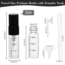 Beomeen 36Pcs 3ML Clear Glass Perfume Travel Refillable Spray Bottles, Mini Perfume Bottle Empty, Portable Cologne Atomizer Sprayer Travel Size Containers Refill Bottles Kit for Toiletries Dispenser