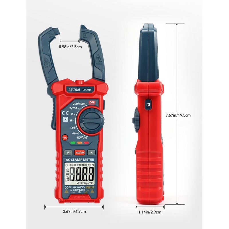 AstroAI Digital Clamp Meter Multimeter 2000 Counts Amp Voltage Tester