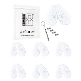 Combine8 Eyeglass Nose Pads, 6 Pairs Clear Soft Silicone Anti-Slip Glasses Nose Pad with 1Pc Screwdrivers & 4Pcs Screws for Glasses