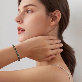 FANCIME Sterling Silver Created Emerald Tennis Bracelet May Birthstone Bolo Tennis Bracelets for Women Fine Jewelry Birthday Gifts for Women Mom