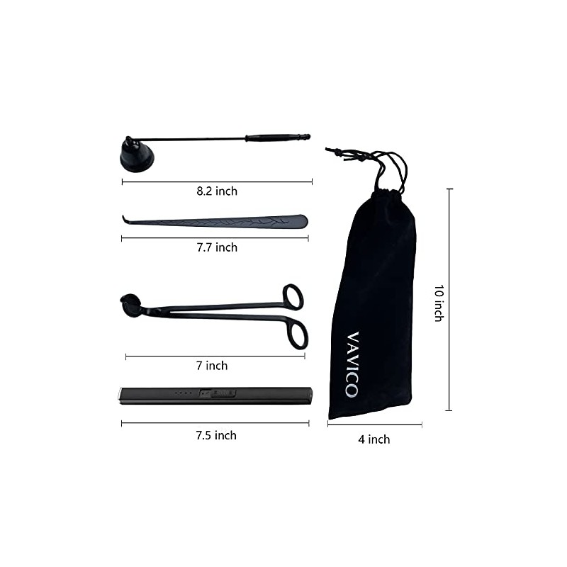 VAVICO Candle Wick Trimmer Cutter Snuffer Arc Lighter Set Candle