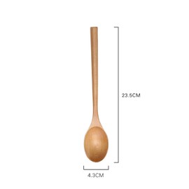 Wooden Shaft Stirring Spoon Japanese Shaft Dining Kitchen Cooking Spoon Household Spoon Length 23.5cm Width 4.3cm (HM235-43TMQ) Pack of 1