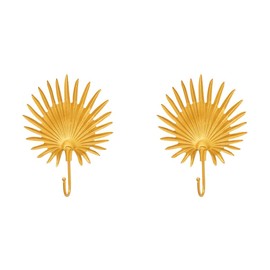 2 pcs Nordic Simple Hook Punch Wall Hangers Leaf Shaped Decorative Hooks Golden Entryway Bathroom Bedroom Home Decor